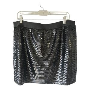 Faith 21 Glittery Sequin Short Skirt Black 1X Women Pull On Party Cocktail